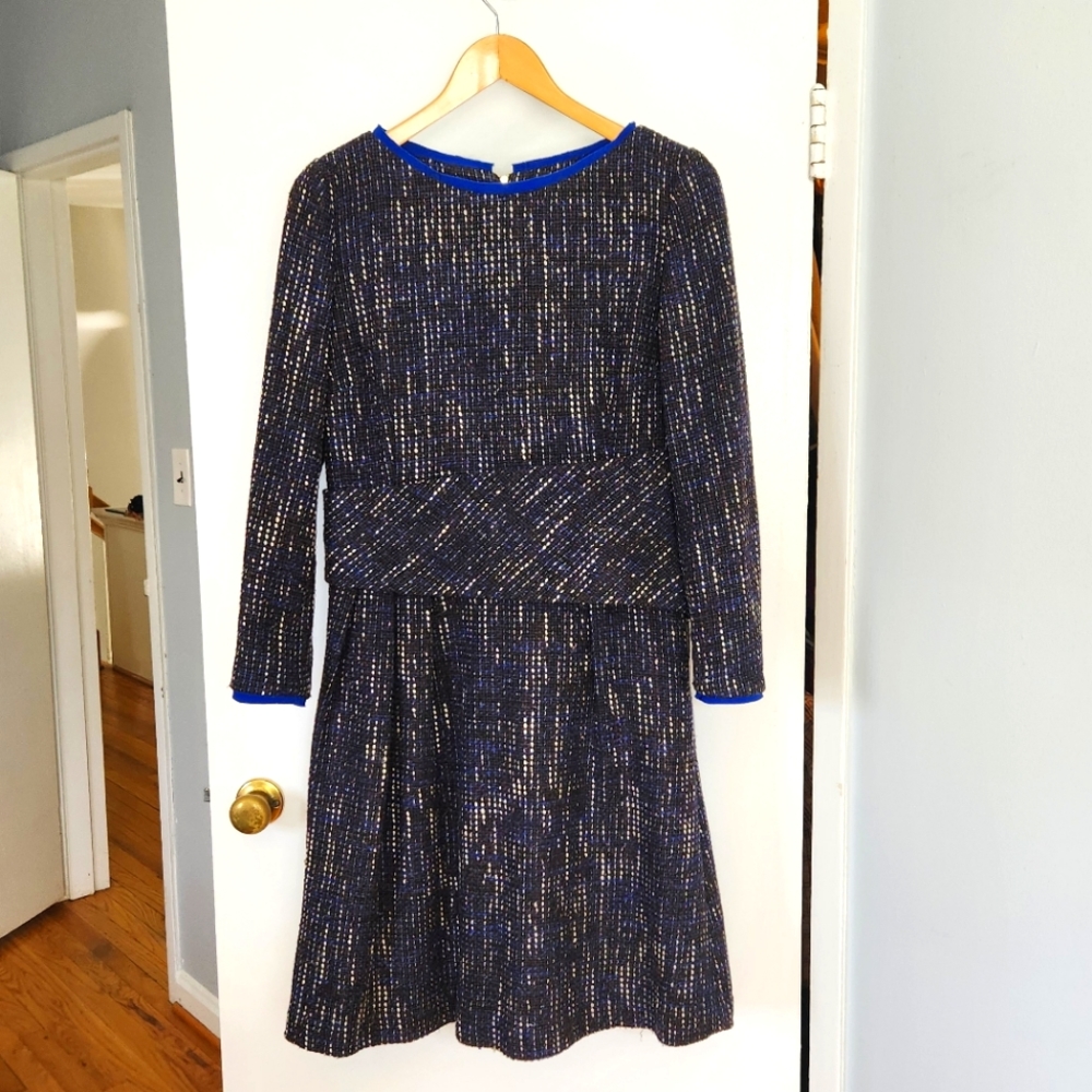 The Fold Camelot Dress Blue Tweed UK12